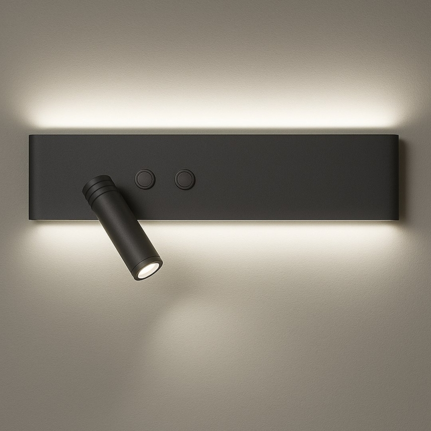 Aplique de parede orientável RESORT LED/10W/230V + LED/3W, preto, esquerdo