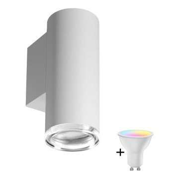 Aplique de parede para casa de banho LED RGBW dimerizável TURYN 1xGU10/6,5W/230V 2700-6500K Wi-Fi IP44 branco
