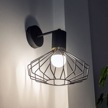 Aplique de parede SOLANO 1xE27/15W/230V preto/dourado