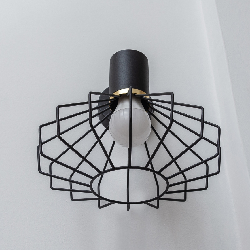 Aplique de parede SOLANO 1xE27/15W/230V preto/dourado