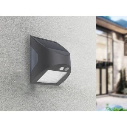Aplique de parede solar LED com sensor LED/3W/3,7V 3000/4000K 1200 mAh IP54 antracite