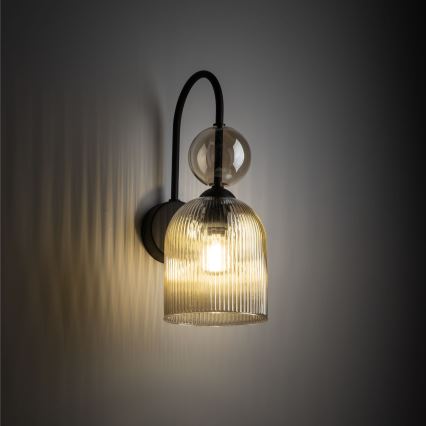 Aplique de parede SOPHIA 1xE14/10W/230V preto/bege fumê