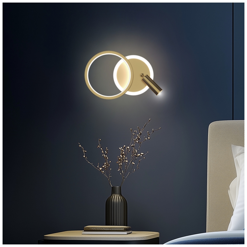 Aplique de parede spot LED MONET LED/15W/230V dourado
