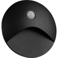 Aplique LED para escadas com sensor de movimento e crepuscular EXIN LED/2,5W/230V 3000K IP65 preto redondo
