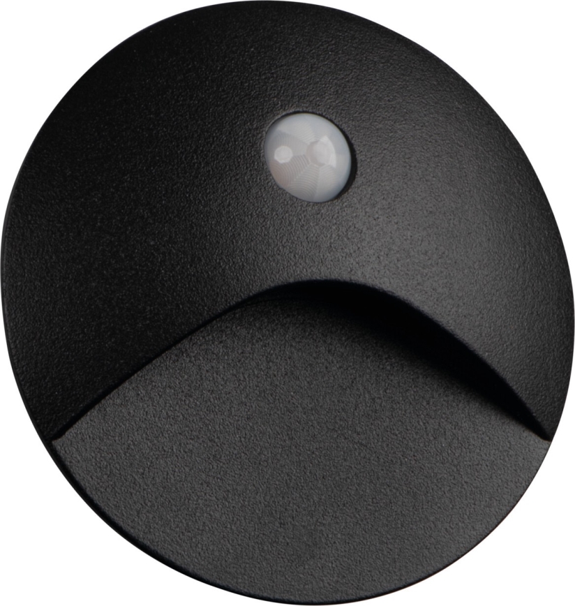Aplique LED para escadas com sensor de movimento e crepuscular EXIN LED/2,5W/230V 3000K IP65 preto redondo