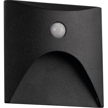 Aplique LED para escadas com sensor de movimento e crepúsculo EXIN LED/2,5W/230V 3000K IP65, preto, formato quadrado
