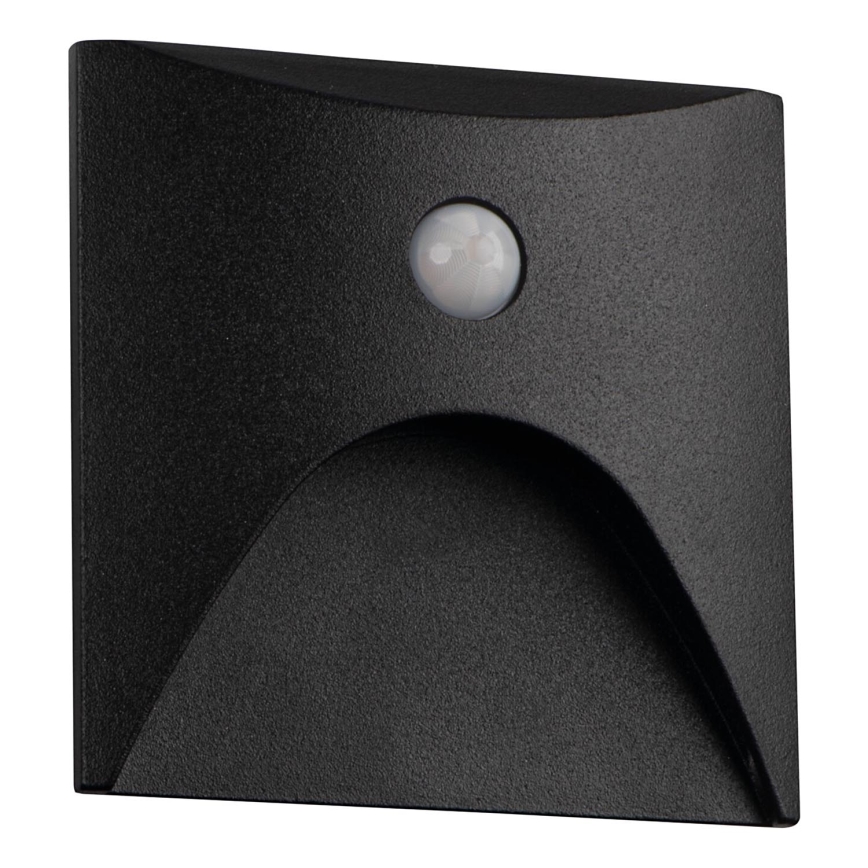 Aplique LED para escadas com sensor de movimento e crepúsculo EXIN LED/2,5W/230V 3000K IP65, preto, formato quadrado