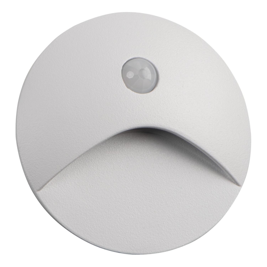 Aplique LED para escadas com sensor de movimento e de crepúsculo EXIN LED/2,5W/230V 4000K IP65 branco redondo