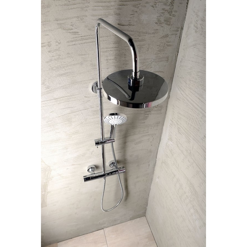 Aqualine - Conjunto de chuveiro com torneira termostática LIGA cromado brilhante