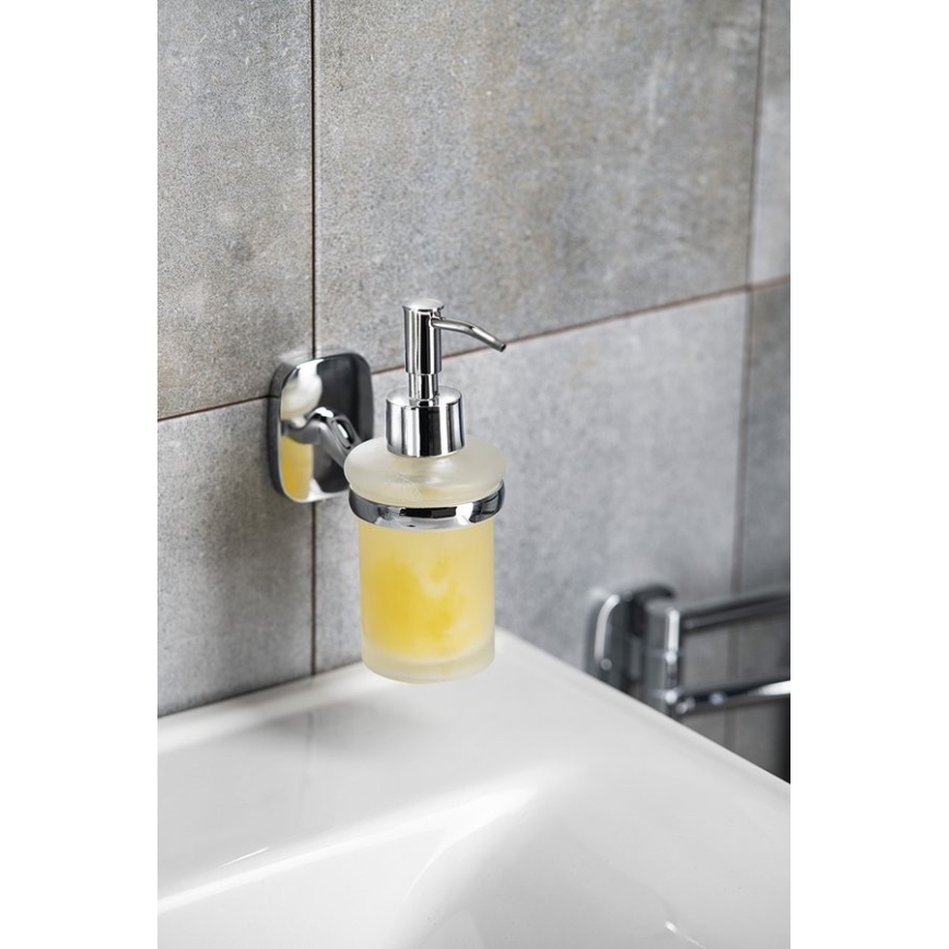 Aqualine - Distribuidor de sabão para parede RUMBA 160 mm leitoso copo/cromado brilhante