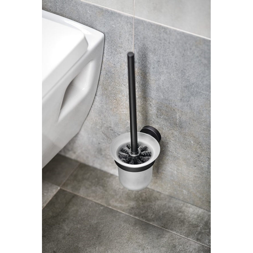 Aqualine - Escova de WC de parede SAMBA vidro fosco/preto mate