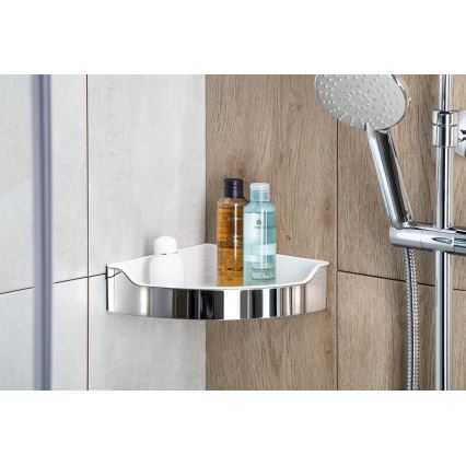Aqualine - Prateleira de canto para chuveiro SAMBA 21,8x30 cm cromado brilhante