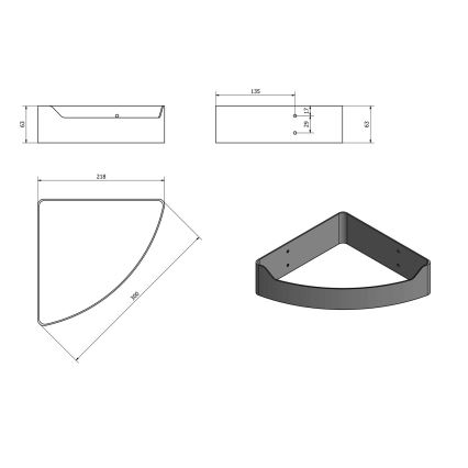 Aqualine - Prateleira de canto para chuveiro SAMBA 21,8x30 cm preto