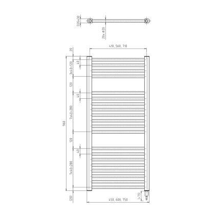 Aqualine - Radiador elétrico para casa de banho DIRECT-E 300W/230V 96 cm branco direito