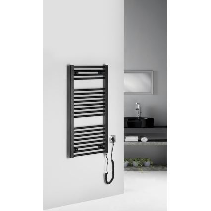 Aqualine - Radiador elétrico para casa de banho DIRECT-E 300W/230V 96 cm mate preto direito