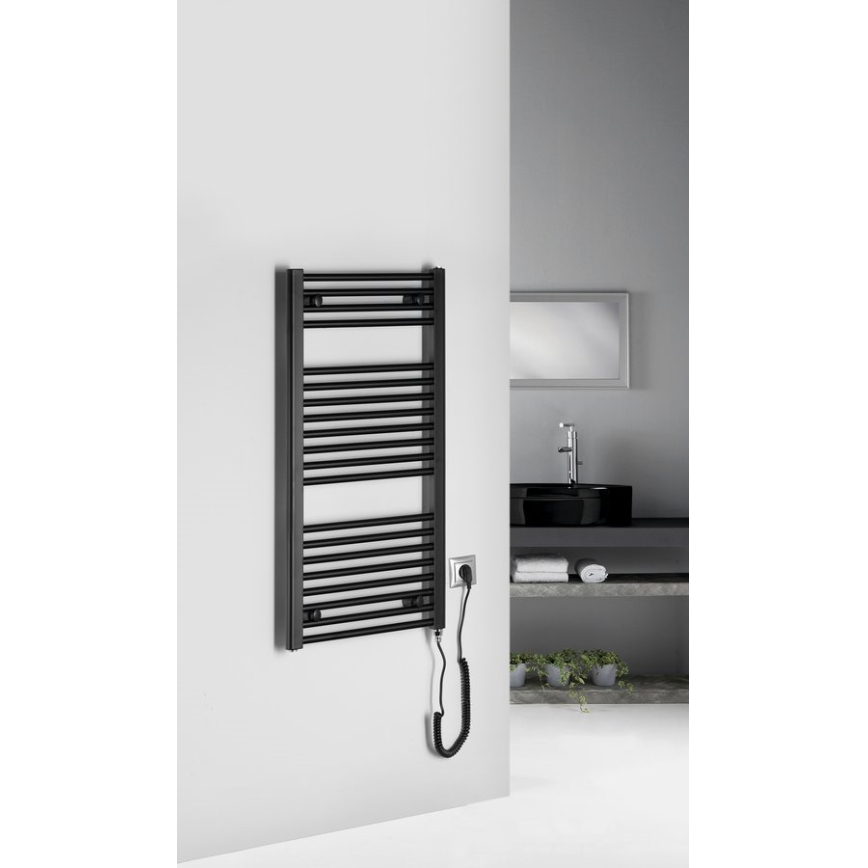 Aqualine - Radiador elétrico para casa de banho DIRECT-E 300W/230V 96 cm mate preto direito
