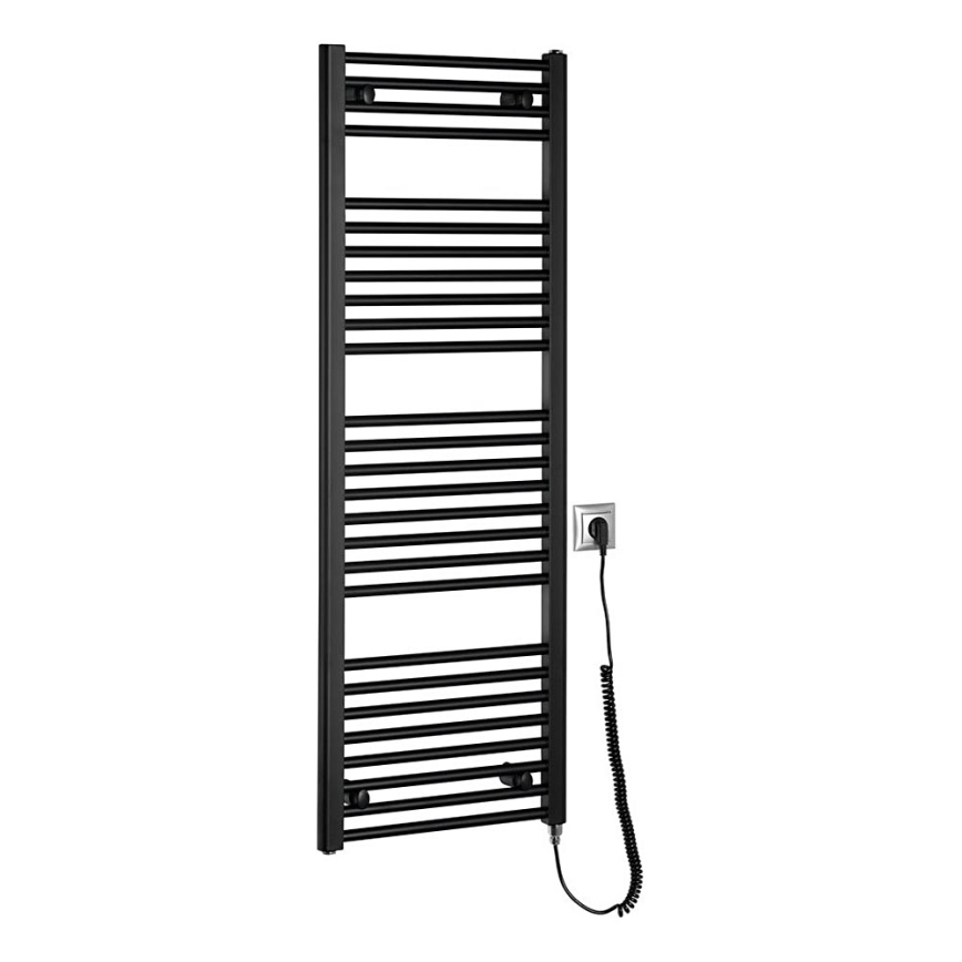 Aqualine - Radiador elétrico para casa de banho DIRECT-E 400W/230V 132 cm mate preto direito