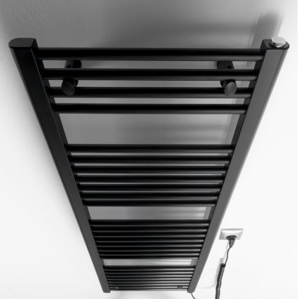 Aqualine - Radiador elétrico para casa de banho DIRECT-E 400W/230V 132 cm mate preto direito