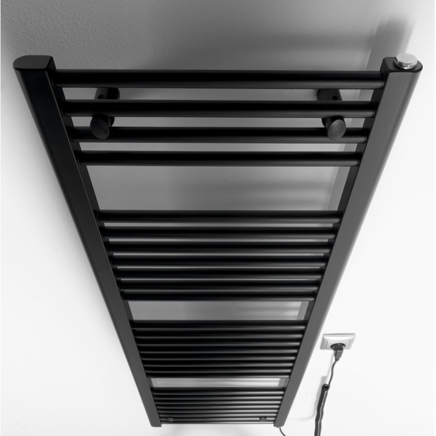 Aqualine - Radiador elétrico para casa de banho DIRECT-E 400W/230V 132 cm mate preto direito
