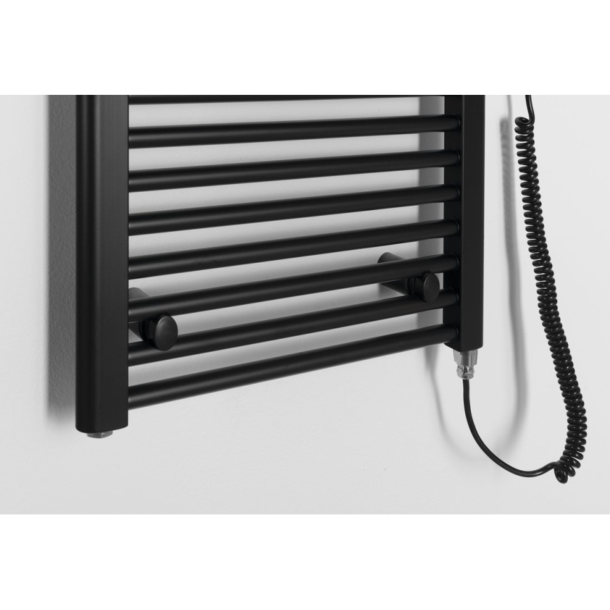Aqualine - Radiador elétrico para casa de banho DIRECT-E 400W/230V 132 cm mate preto direito
