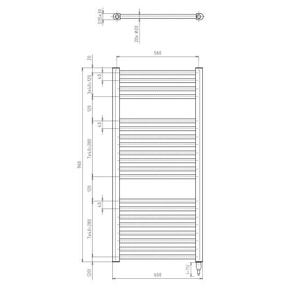 Aqualine - Radiador elétrico para casa de banho DIRECT-E 400W/230V 96 cm branco direito