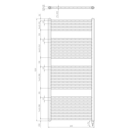 Aqualine - Radiador elétrico para casa de banho DIRECT-E 600W/230V 132 cm branco direito