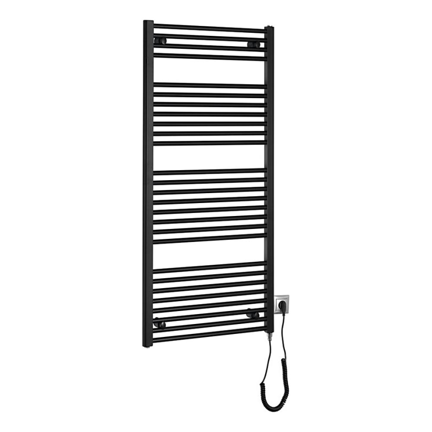 Aqualine - Radiador elétrico para casa de banho DIRECT-E 600W/230V 132 cm mate preto direito