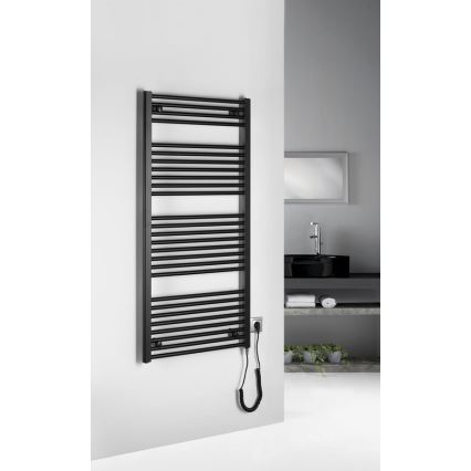 Aqualine - Radiador elétrico para casa de banho DIRECT-E 600W/230V 132 cm mate preto direito