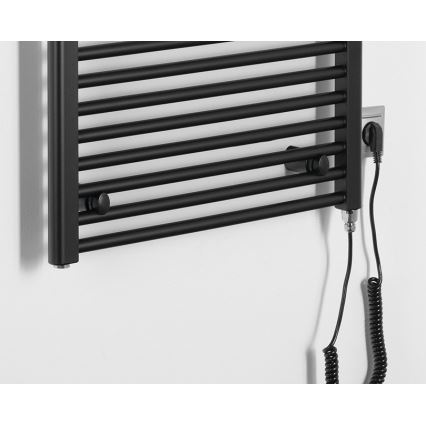 Aqualine - Radiador elétrico para casa de banho DIRECT-E 600W/230V 132 cm mate preto direito