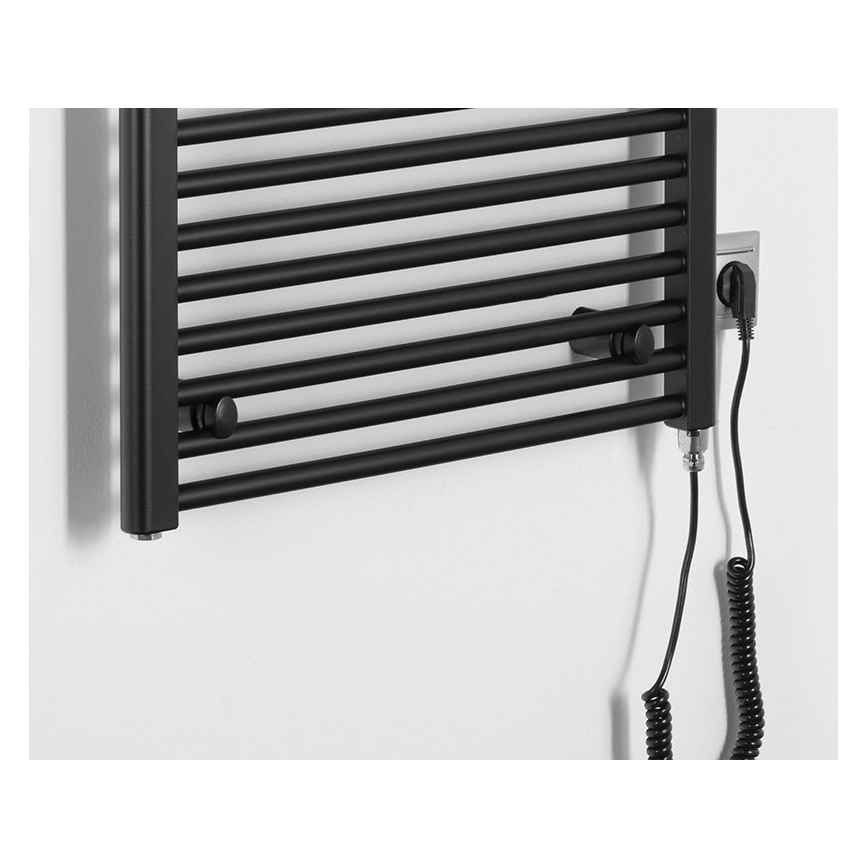 Aqualine - Radiador elétrico para casa de banho DIRECT-E 600W/230V 132 cm mate preto direito