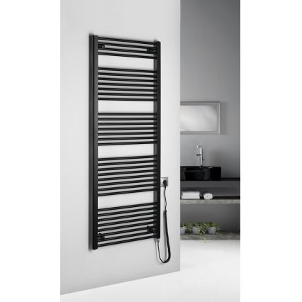 Aqualine - Radiador elétrico para casa de banho DIRECT-E 800W/230V 168 cm mate preto direito