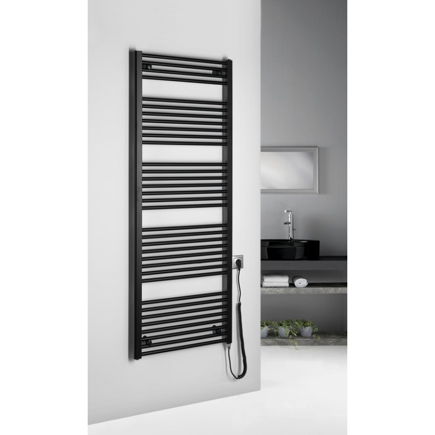 Aqualine - Radiador elétrico para casa de banho DIRECT-E 800W/230V 168 cm mate preto direito