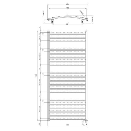 Aqualine - Radiador elétrico para casa de banho ORBIT-E 600W/230V 132 cm branco redondo