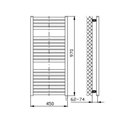Aqualine - Radiador elétrico para casa de banho TONDI-E 300W/230V 97 cm branco direito
