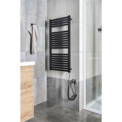 Aqualine - Radiador elétrico para casa de banho TONDI-E 300W/230V 97 cm mate preto direito