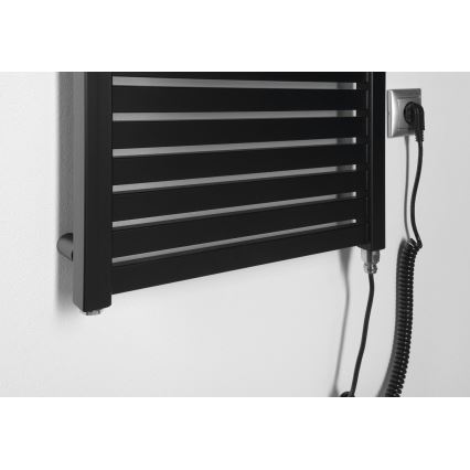 Aqualine - Radiador elétrico para casa de banho TONDI-E 300W/230V 97 cm mate preto direito