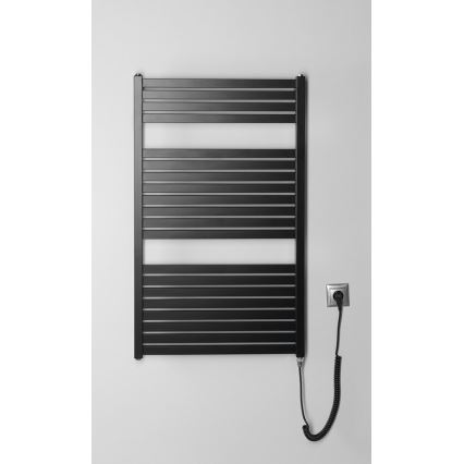 Aqualine - Radiador elétrico para casa de banho TONDI-E 400W/230V 97 cm mate preto direito