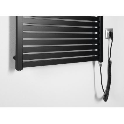 Aqualine - Radiador elétrico para casa de banho TONDI-E 400W/230V 97 cm mate preto direito