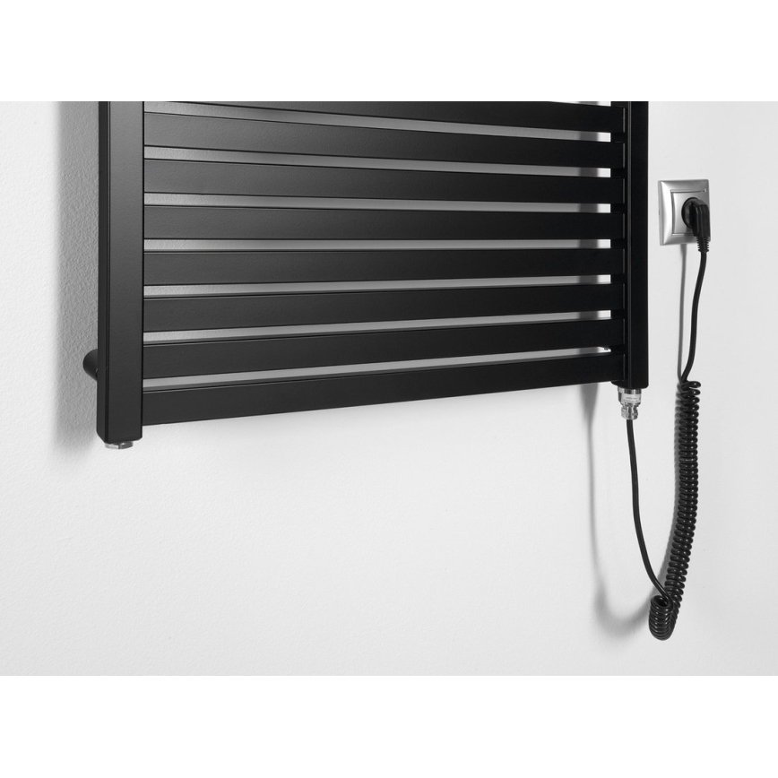 Aqualine - Radiador elétrico para casa de banho TONDI-E 400W/230V 97 cm mate preto direito