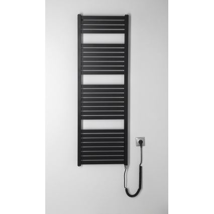 Aqualine - Radiador elétrico para casa de banho TONDI-E 500W/230V 133 cm mate preto direito