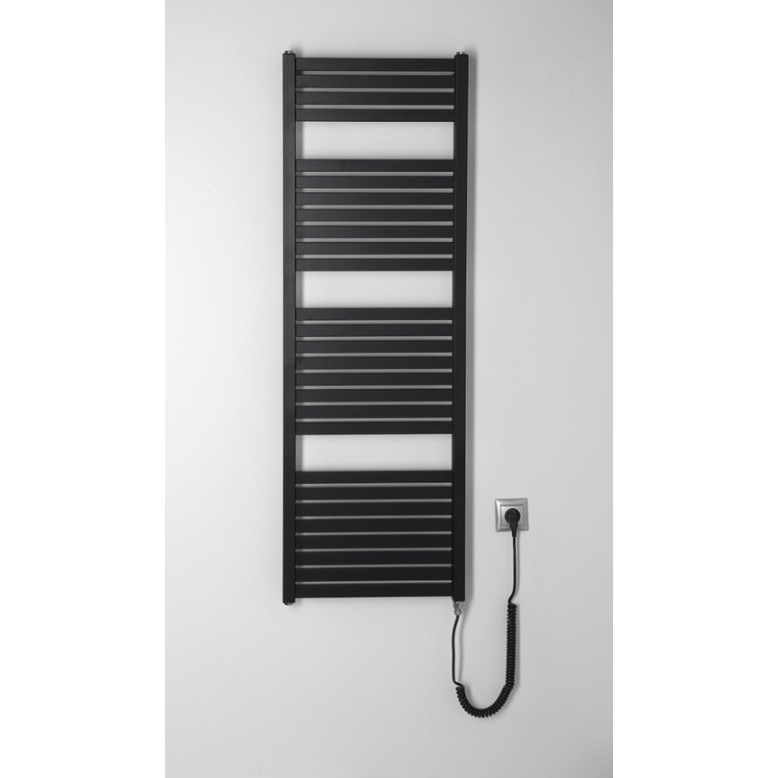 Aqualine - Radiador elétrico para casa de banho TONDI-E 500W/230V 133 cm mate preto direito