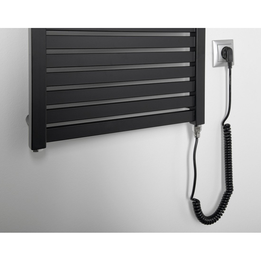 Aqualine - Radiador elétrico para casa de banho TONDI-E 500W/230V 133 cm mate preto direito