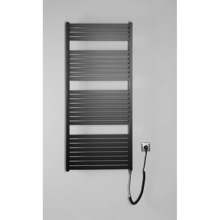 Aqualine - Radiador elétrico para casa de banho TONDI-E 600W/230V 133 cm mate preto direito