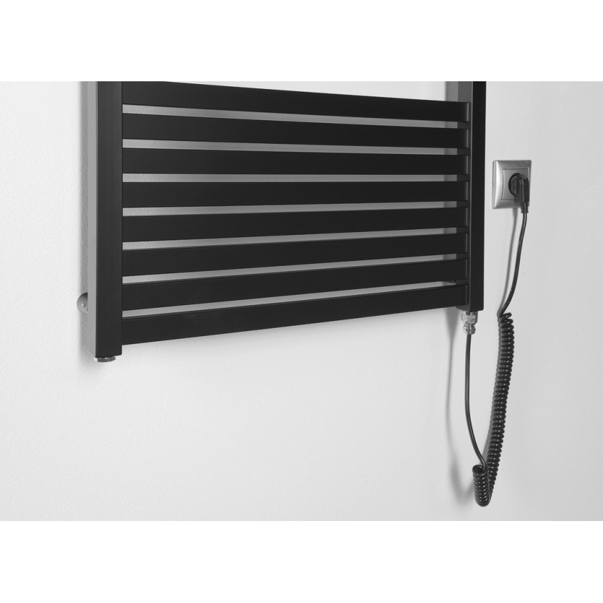 Aqualine - Radiador elétrico para casa de banho TONDI-E 800W/230V 169 cm mate preto direito
