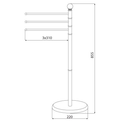 Aqualine - Suporte com cabide para toalhas SAMBA 85,5 cm aço inoxidável/cromado brilhante