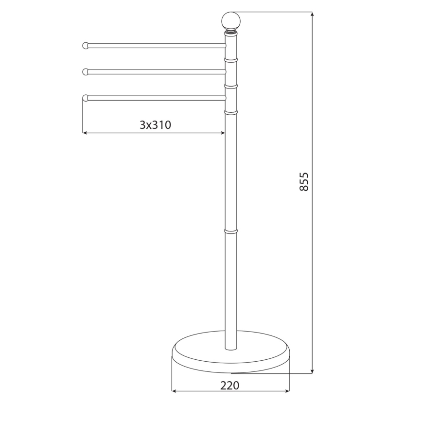 Aqualine - Suporte com cabide para toalhas SAMBA 85,5 cm aço inoxidável/cromado brilhante