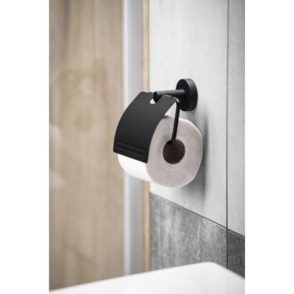 Aqualine - Suporte de papel higiénico com capa SAMBA preto
