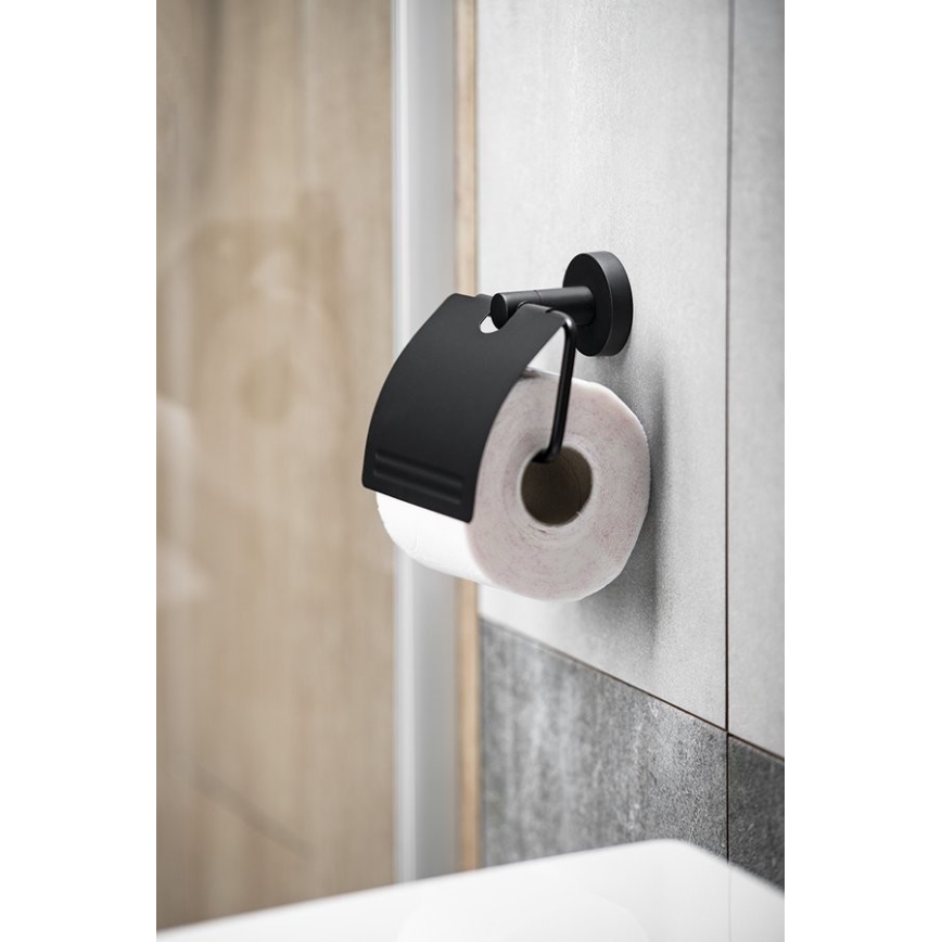 Aqualine - Suporte de papel higiénico com capa SAMBA preto