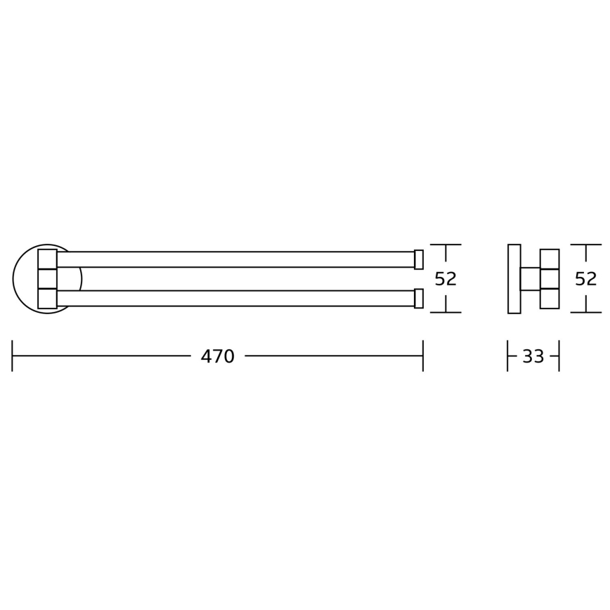 Aqualine - Suporte de parede para toalha rotativo SAMBA 47 cm cromado brilhante
