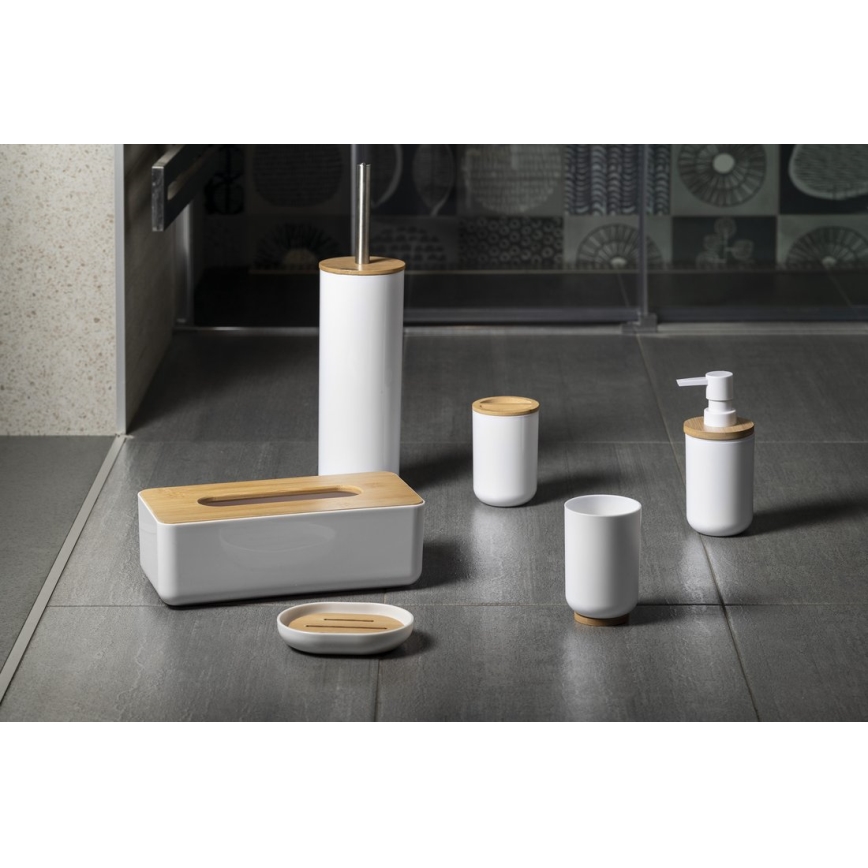 Aqualine - Suporte para escova de dentes SNOW branco/bambu